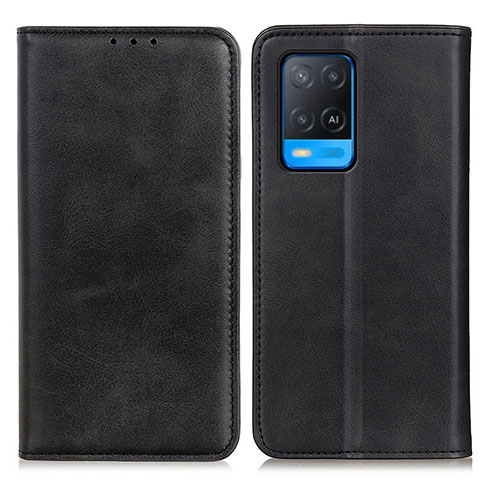 Funda de Cuero Cartera con Soporte Carcasa A02D para Oppo A54 4G Negro