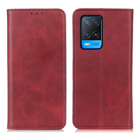 Funda de Cuero Cartera con Soporte Carcasa A02D para Oppo A54 4G Rojo