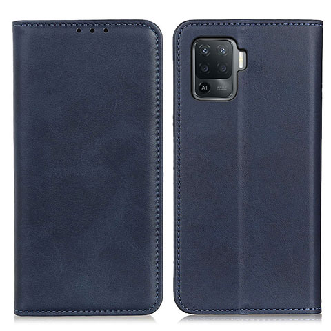 Funda de Cuero Cartera con Soporte Carcasa A02D para Oppo F19 Pro Azul