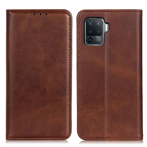 Funda de Cuero Cartera con Soporte Carcasa A02D para Oppo Reno5 Lite Marron