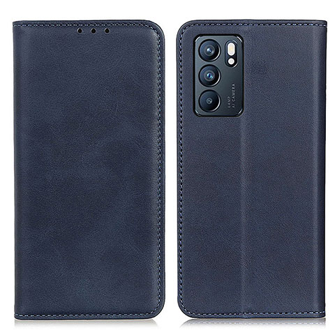 Funda de Cuero Cartera con Soporte Carcasa A02D para Oppo Reno6 5G Azul