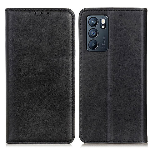 Funda de Cuero Cartera con Soporte Carcasa A02D para Oppo Reno6 5G Negro