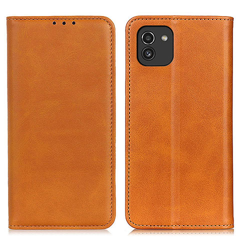 Funda de Cuero Cartera con Soporte Carcasa A02D para Samsung Galaxy A03 Marron Claro