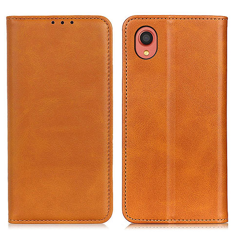 Funda de Cuero Cartera con Soporte Carcasa A02D para Samsung Galaxy A22 5G SC-56B Marron Claro