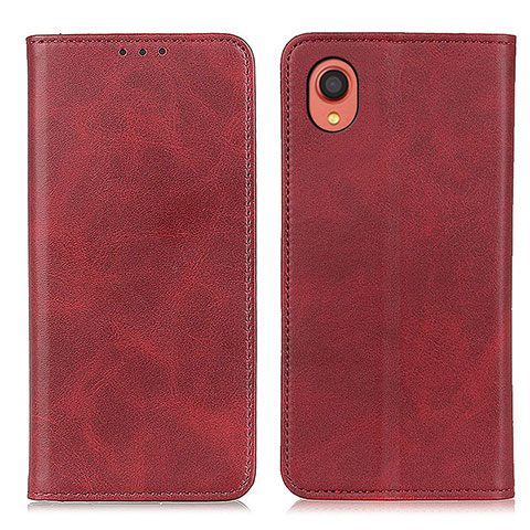 Funda de Cuero Cartera con Soporte Carcasa A02D para Samsung Galaxy A22 5G SC-56B Rojo