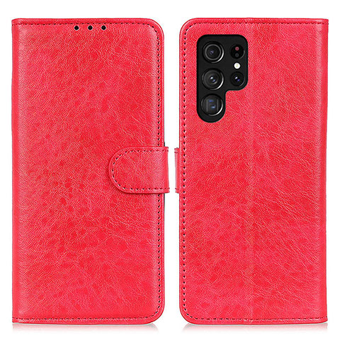 Funda de Cuero Cartera con Soporte Carcasa A02D para Samsung Galaxy S23 Ultra 5G Rojo