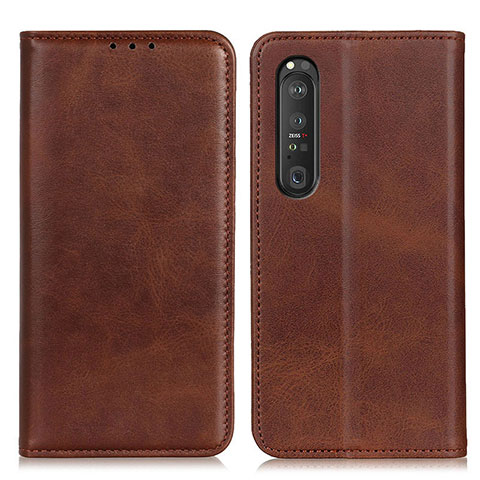 Funda de Cuero Cartera con Soporte Carcasa A02D para Sony Xperia 1 III Marron