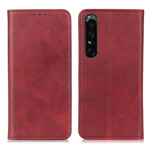 Funda de Cuero Cartera con Soporte Carcasa A02D para Sony Xperia 1 IV Rojo