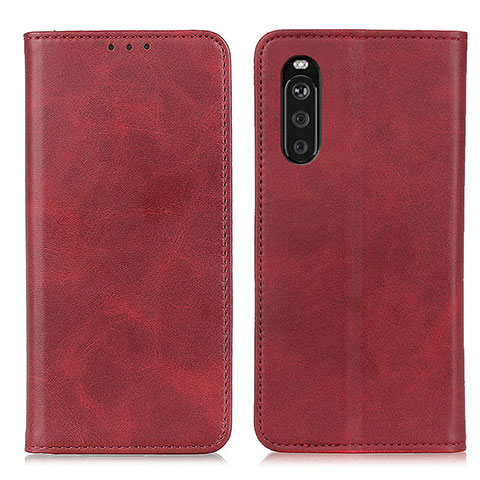 Funda de Cuero Cartera con Soporte Carcasa A02D para Sony Xperia 10 III Rojo