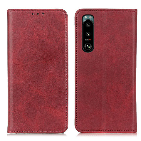 Funda de Cuero Cartera con Soporte Carcasa A02D para Sony Xperia 5 III Rojo