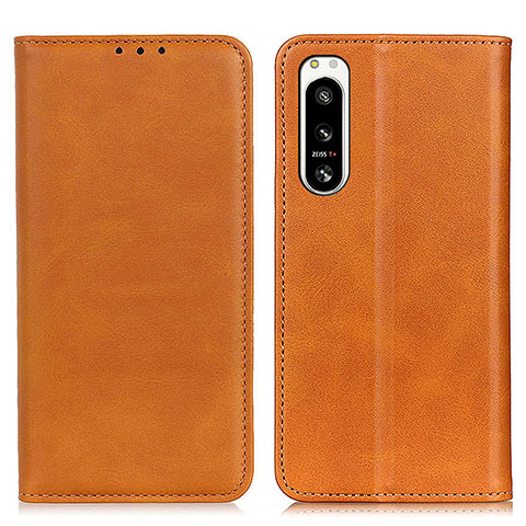 Funda de Cuero Cartera con Soporte Carcasa A02D para Sony Xperia 5 IV Marron Claro