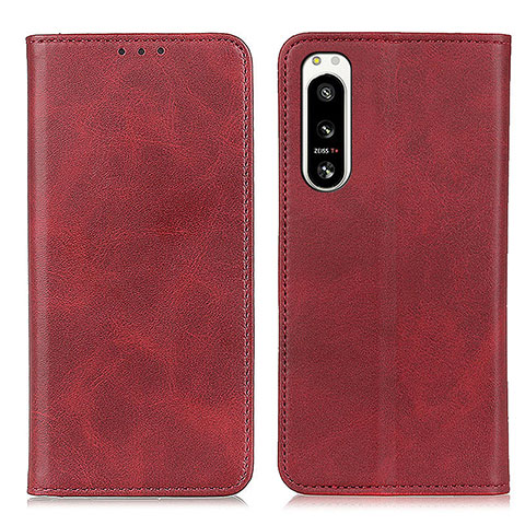 Funda de Cuero Cartera con Soporte Carcasa A02D para Sony Xperia 5 IV Rojo