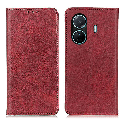 Funda de Cuero Cartera con Soporte Carcasa A02D para Vivo iQOO Z6 Pro 5G Rojo