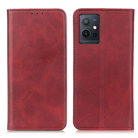 Funda de Cuero Cartera con Soporte Carcasa A02D para Vivo Y55 5G Rojo