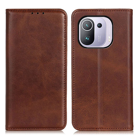 Funda de Cuero Cartera con Soporte Carcasa A02D para Xiaomi Mi 11 Pro 5G Marron