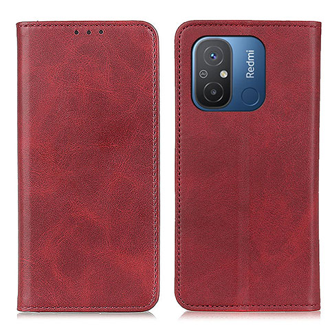 Funda de Cuero Cartera con Soporte Carcasa A02D para Xiaomi Poco C55 Rojo