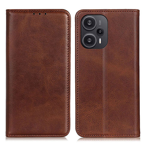 Funda de Cuero Cartera con Soporte Carcasa A02D para Xiaomi Poco F5 5G Marron