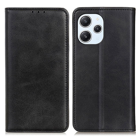 Funda de Cuero Cartera con Soporte Carcasa A02D para Xiaomi Redmi 12 4G Negro