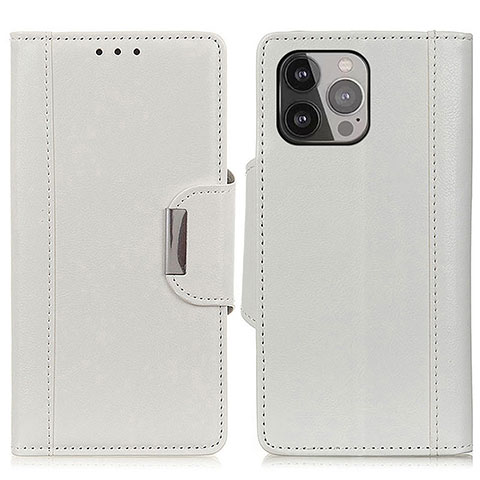 Funda de Cuero Cartera con Soporte Carcasa A03 para Apple iPhone 13 Pro Blanco