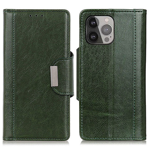 Funda de Cuero Cartera con Soporte Carcasa A03 para Apple iPhone 13 Pro Verde