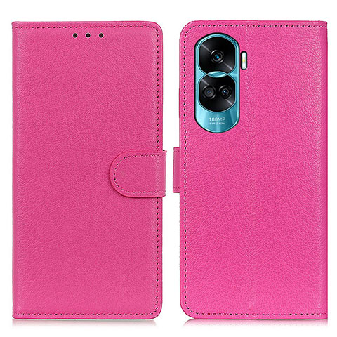 Funda de Cuero Cartera con Soporte Carcasa A03D para Huawei Honor 90 Lite 5G Rosa Roja