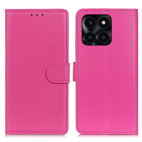 Funda de Cuero Cartera con Soporte Carcasa A03D para Huawei Honor X6a Rosa Roja