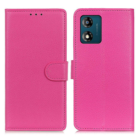 Funda de Cuero Cartera con Soporte Carcasa A03D para Motorola Moto E13 Rosa Roja