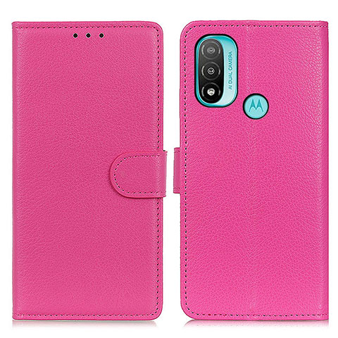 Funda de Cuero Cartera con Soporte Carcasa A03D para Motorola Moto E20 Rosa Roja