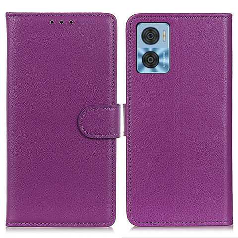 Funda de Cuero Cartera con Soporte Carcasa A03D para Motorola Moto E22 Morado