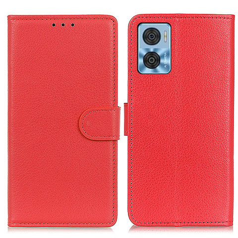 Funda de Cuero Cartera con Soporte Carcasa A03D para Motorola Moto E22 Rojo