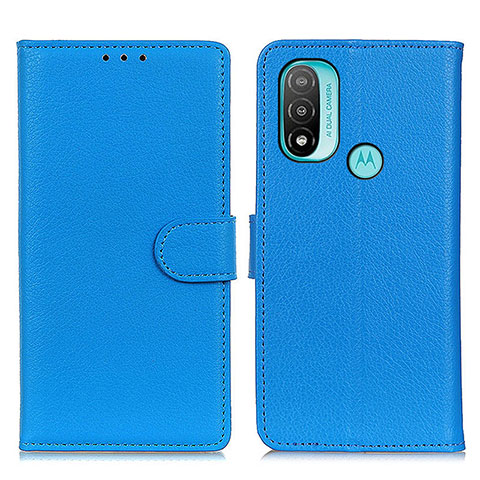 Funda de Cuero Cartera con Soporte Carcasa A03D para Motorola Moto E30 Azul Cielo