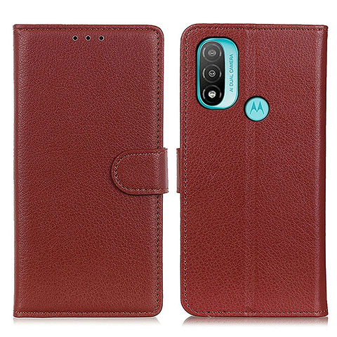 Funda de Cuero Cartera con Soporte Carcasa A03D para Motorola Moto E30 Marron