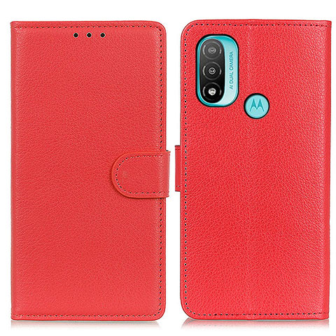 Funda de Cuero Cartera con Soporte Carcasa A03D para Motorola Moto E30 Rojo