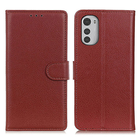 Funda de Cuero Cartera con Soporte Carcasa A03D para Motorola Moto E32 Marron