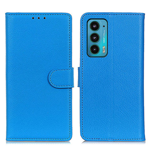 Funda de Cuero Cartera con Soporte Carcasa A03D para Motorola Moto Edge 20 5G Azul Cielo