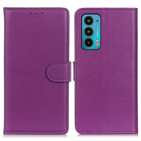 Funda de Cuero Cartera con Soporte Carcasa A03D para Motorola Moto Edge 20 5G Morado