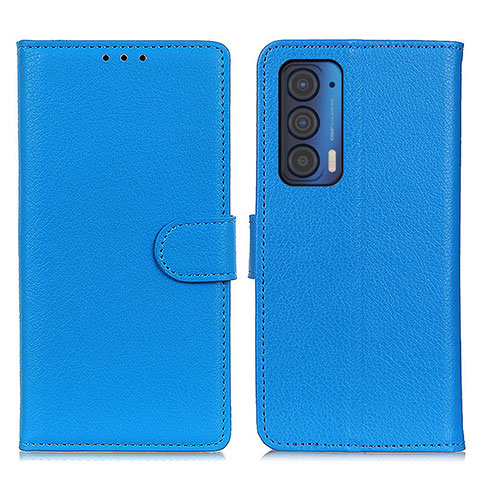 Funda de Cuero Cartera con Soporte Carcasa A03D para Motorola Moto Edge (2021) 5G Azul Cielo