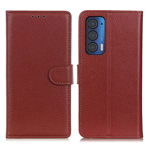 Funda de Cuero Cartera con Soporte Carcasa A03D para Motorola Moto Edge (2021) 5G Marron