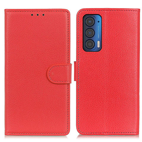 Funda de Cuero Cartera con Soporte Carcasa A03D para Motorola Moto Edge (2021) 5G Rojo