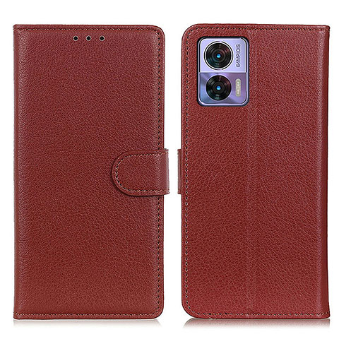 Funda de Cuero Cartera con Soporte Carcasa A03D para Motorola Moto Edge 30 Lite 5G Marron