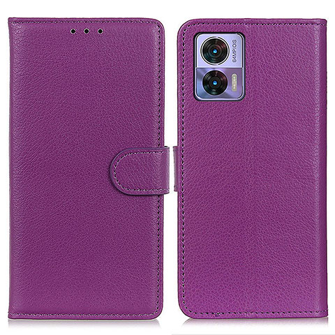 Funda de Cuero Cartera con Soporte Carcasa A03D para Motorola Moto Edge 30 Lite 5G Morado