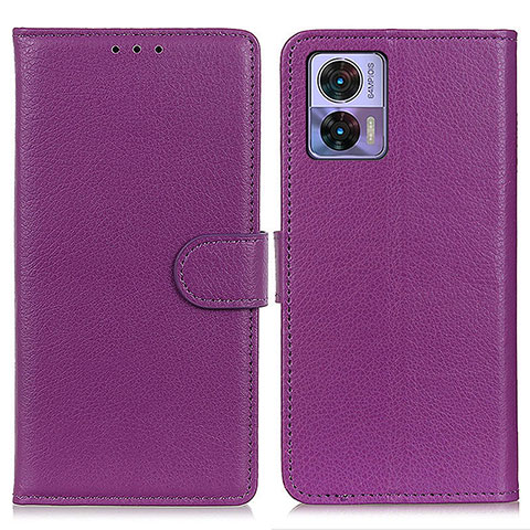 Funda de Cuero Cartera con Soporte Carcasa A03D para Motorola Moto Edge 30 Neo 5G Morado