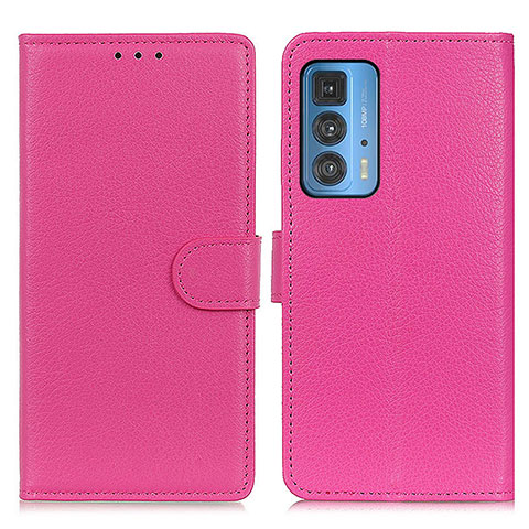 Funda de Cuero Cartera con Soporte Carcasa A03D para Motorola Moto Edge S Pro 5G Rosa Roja