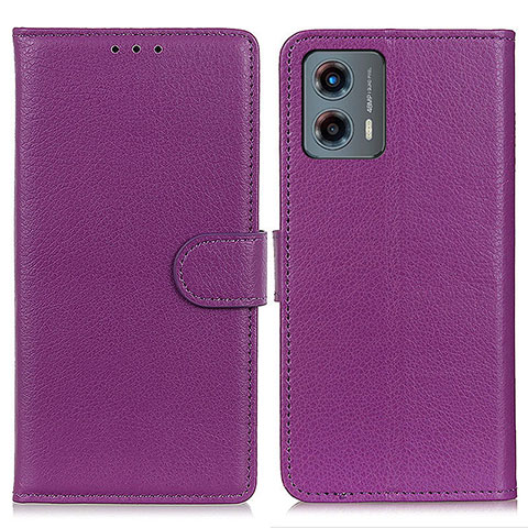 Funda de Cuero Cartera con Soporte Carcasa A03D para Motorola Moto G 5G (2023) Morado