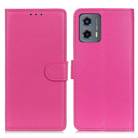 Funda de Cuero Cartera con Soporte Carcasa A03D para Motorola Moto G 5G (2023) Rosa Roja