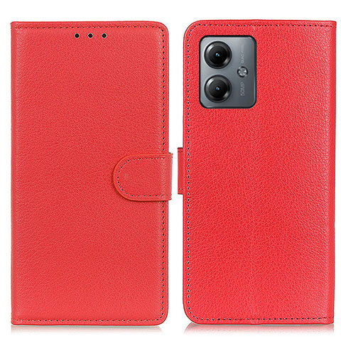 Funda de Cuero Cartera con Soporte Carcasa A03D para Motorola Moto G14 Rojo