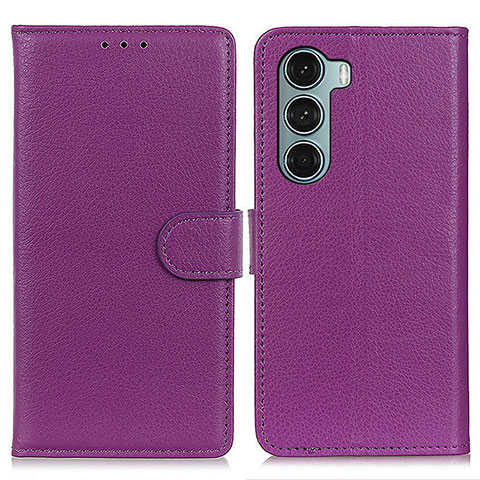 Funda de Cuero Cartera con Soporte Carcasa A03D para Motorola Moto G200 5G Morado