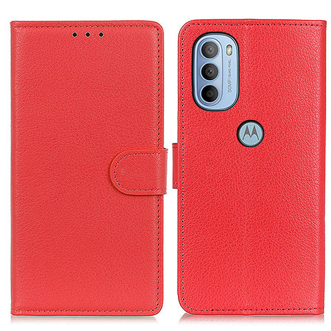 Funda de Cuero Cartera con Soporte Carcasa A03D para Motorola Moto G31 Rojo