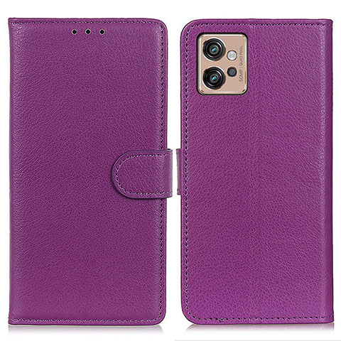 Funda de Cuero Cartera con Soporte Carcasa A03D para Motorola Moto G32 Morado