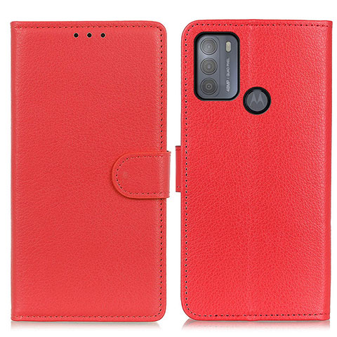 Funda de Cuero Cartera con Soporte Carcasa A03D para Motorola Moto G50 Rojo